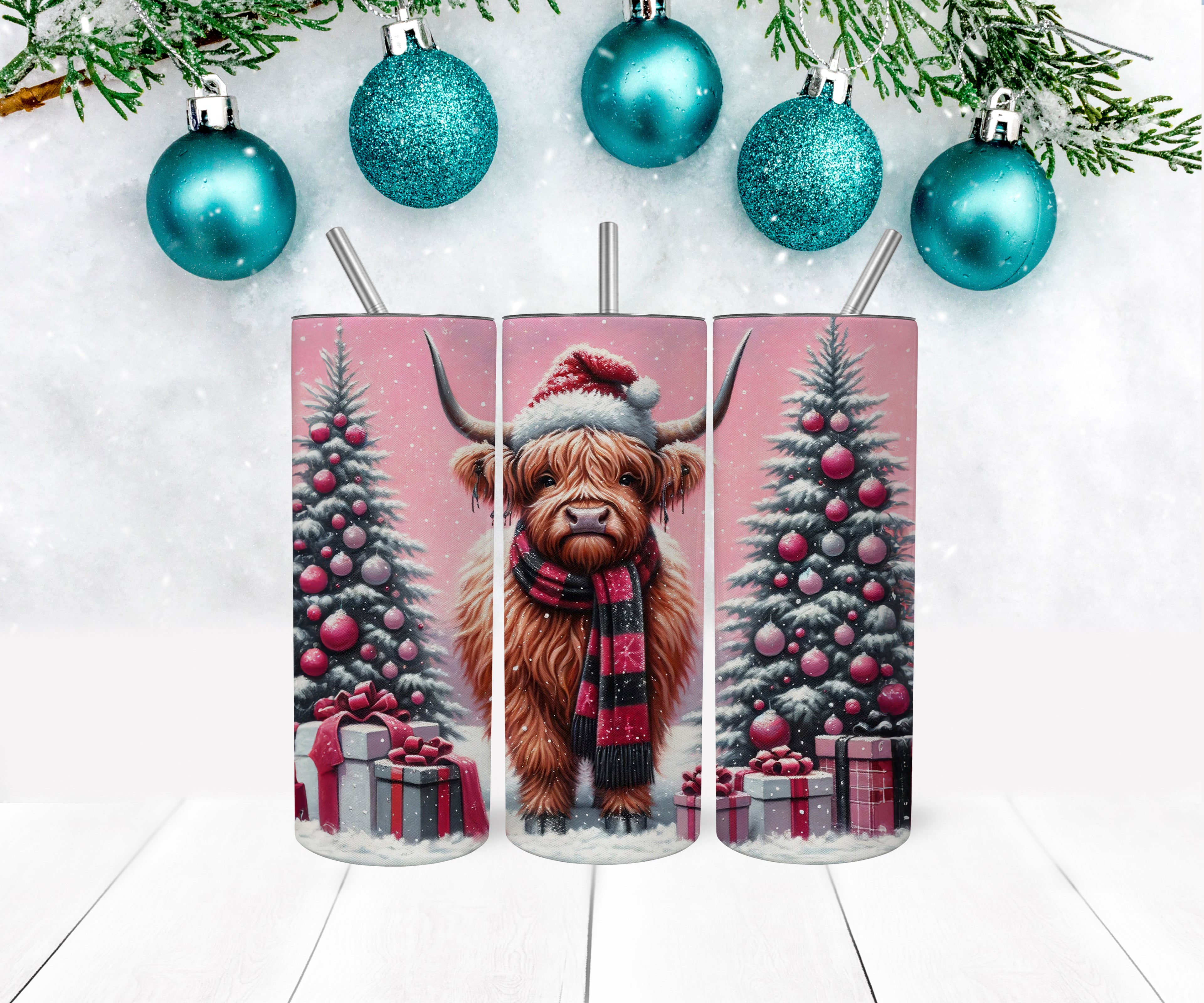 Highland Cow Christmas Tumbler